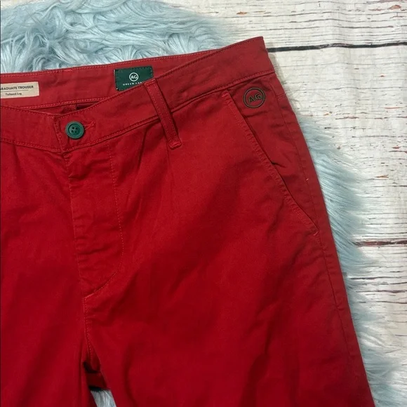 NWOT AG Adriano Goldschmied Graduate Chino Rocker Red Trousers